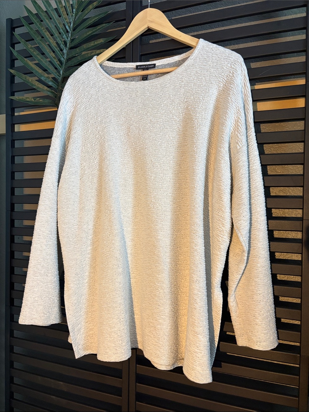 Eileen Fisher Light Cream Textured Crewneck Sweatshirt